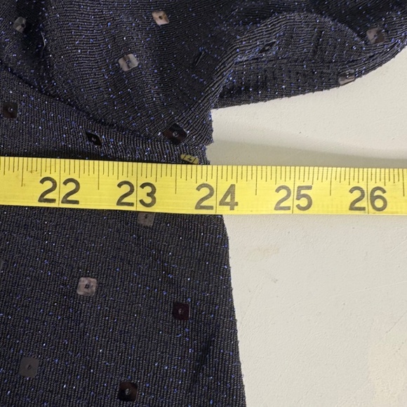 Catherine's Plus Size Black Blue Sequin Tunic Blouse - Picture 12 of 12